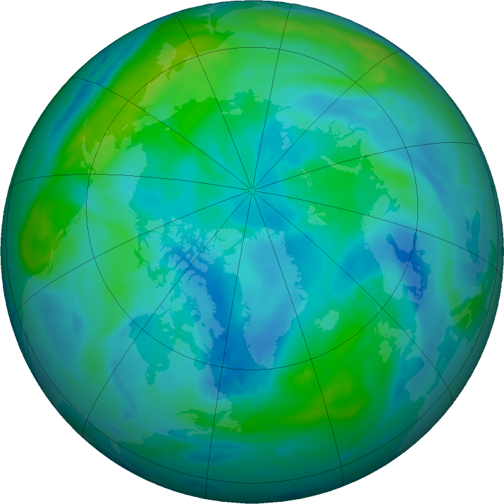 Arctic ozone map for 25 September 2023